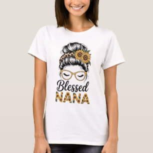 Camiseta Abuela Afortunada Gafas de Sol Flores de Girasol M