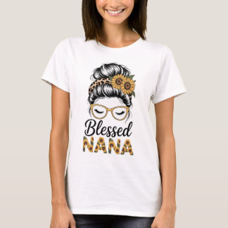 Camiseta Abuela Afortunada Gafas de Sol Flores de Girasol M