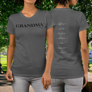 Camiseta Abuela Año de Establecimiento Nombres de Nietos Ti