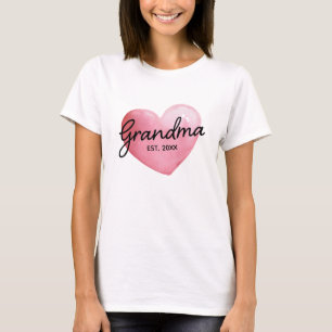 Camiseta Abuela Año Est Corazón Acuarela