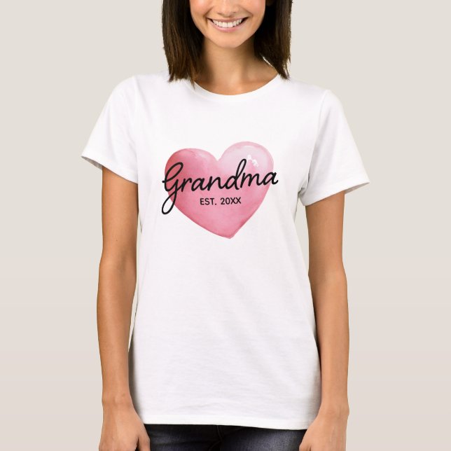 Camiseta Abuela Año Est Corazón Acuarela (Anverso)