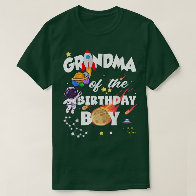Camiseta Abuela Astronauta De La Fama De Cumpleaños Del Niñ (Diseño del anverso)