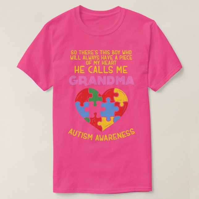 Camiseta Abuela Autism Awareness Austistic Boy Piece My He (Diseño del anverso)