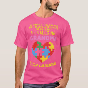 Camiseta Abuela Autism Awareness Austistic Boy Piece My He