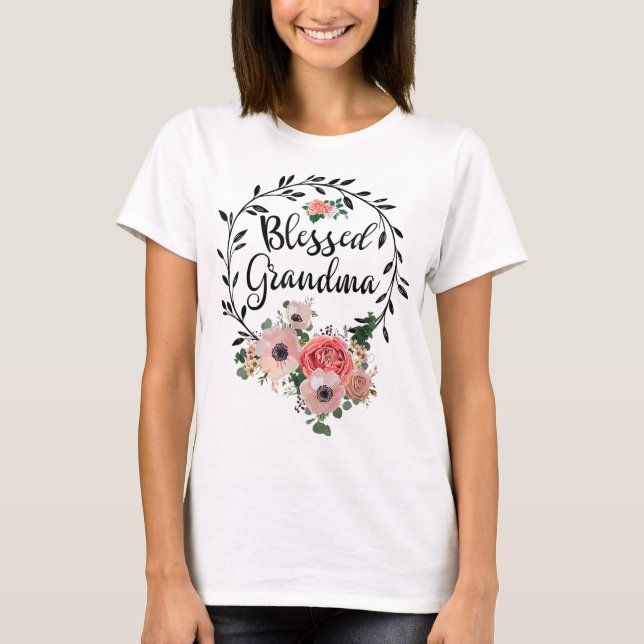 Camiseta Abuela Bendita Para Las Mujeres Decoración Flores  (Anverso)