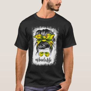 Camiseta Abuela Bleached Life Messy Bun Hair Sunflowers Mot
