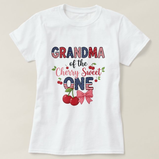 Camiseta Abuela Cherry Dulce Uno Cumpleaños Familiar Lindo (Diseño del anverso)