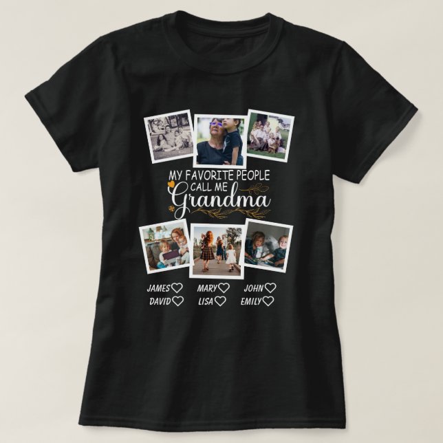 Camiseta Abuela con nombres y fotos de los nietos (Diseño del anverso)