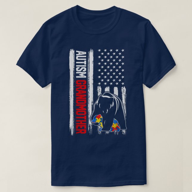 Camiseta Abuela de autismo retro con premio de la bandera e (Diseño del anverso)