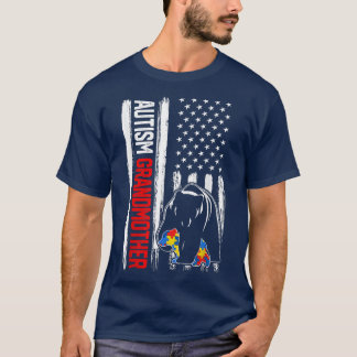 Camiseta Abuela de autismo retro con premio de la bandera e