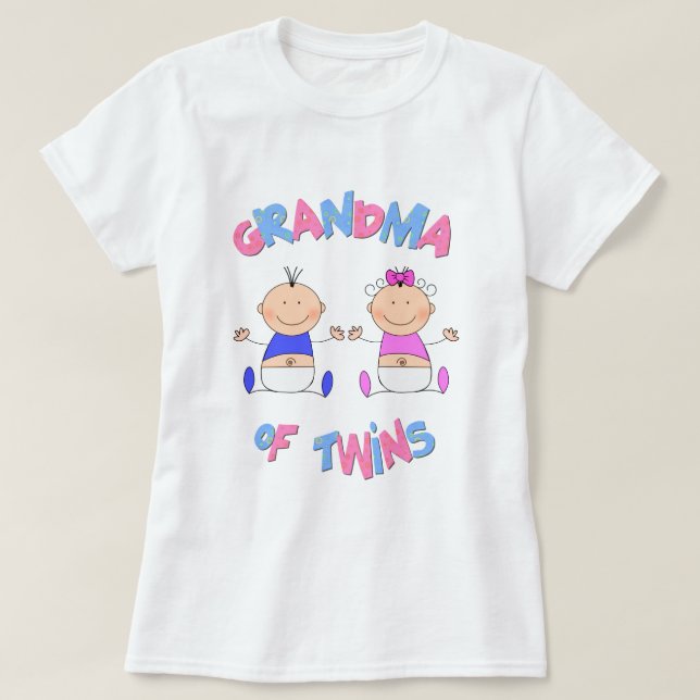 Camiseta Abuela de bebés gemelos (Diseño del anverso)