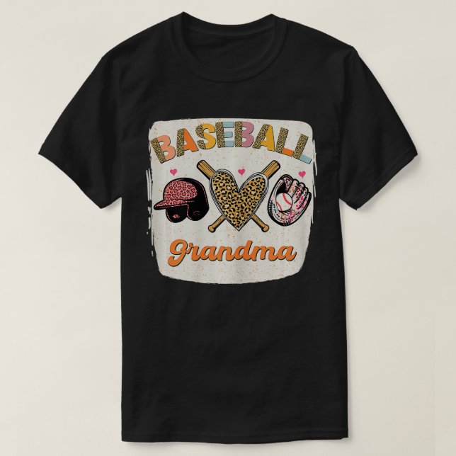 Camiseta Abuela de béisbol con sangre Leopardo Amor Abuela  (Diseño del anverso)