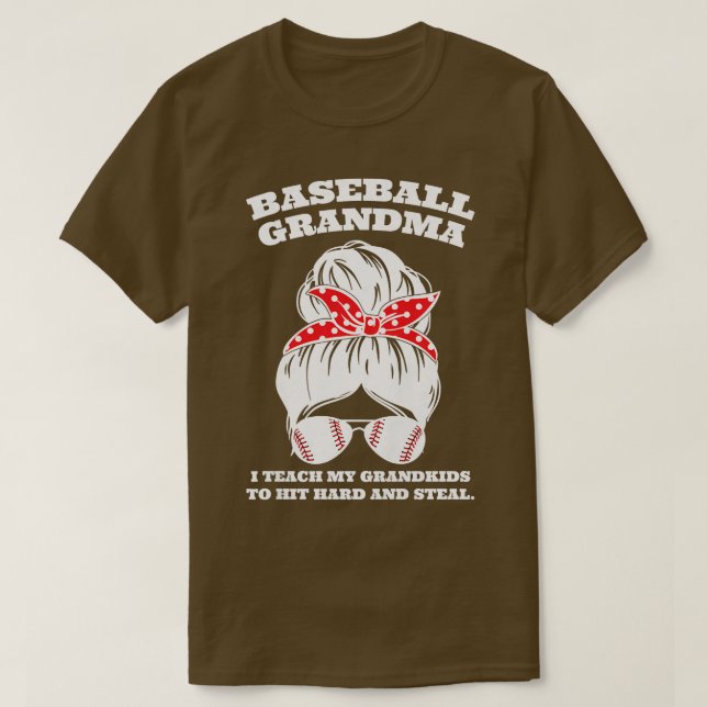 Camiseta Abuela de béisbol femenino enseño a mis nietos a j (Diseño del anverso)
