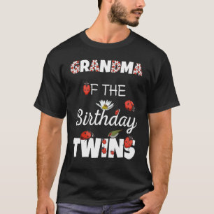 Camiseta Abuela De Birthday Twins Familia Floral Ladybug Bi