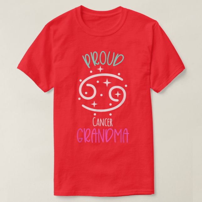 Camiseta Abuela de cáncer Orgullosa Abuela Zodiac Símbolo b (Diseño del anverso)
