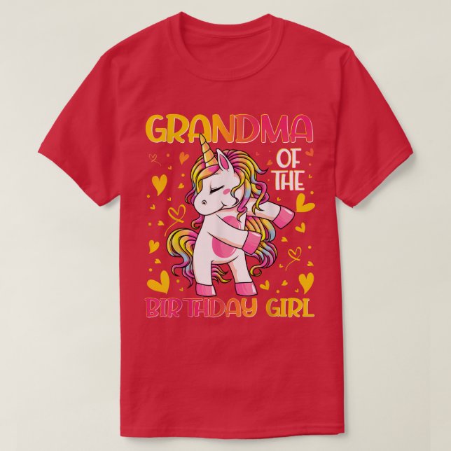 Camiseta Abuela de Chica de cumpleaños fallando Unicorn Gra (Diseño del anverso)