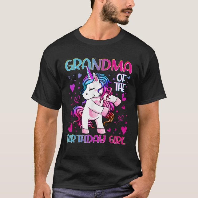 Camiseta Abuela de Chica de cumpleaños fallando Unicorn Gra (Anverso)