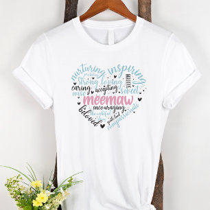 Camiseta Abuela de corazón rosa de la nube de palabras de M