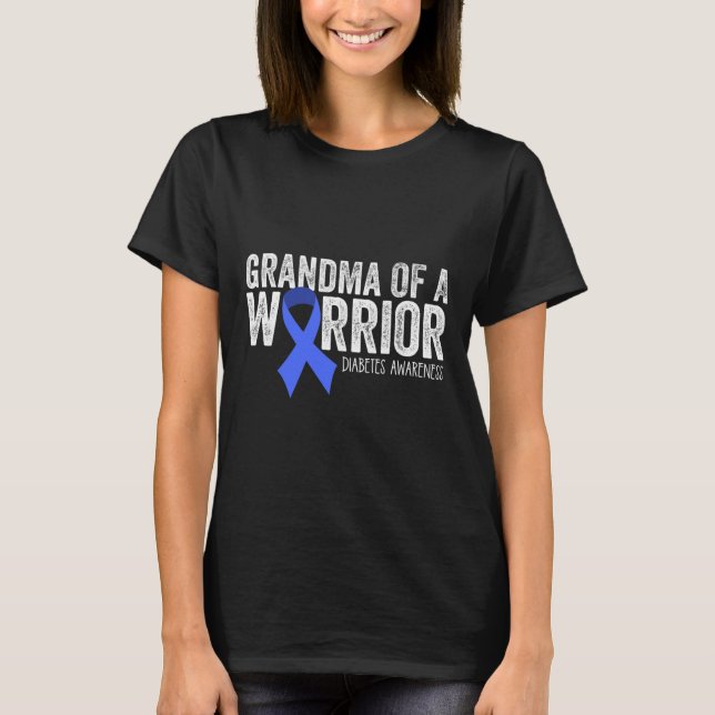 Camiseta Abuela de guerrero Cinta azul diabética T1D Supp (Anverso)