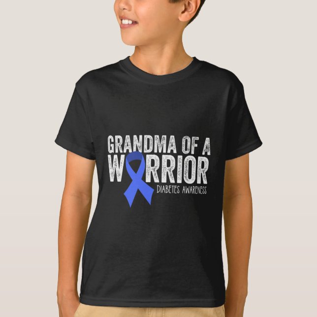 Camiseta Abuela de guerrero Cinta azul diabética T1D Supp (Anverso)