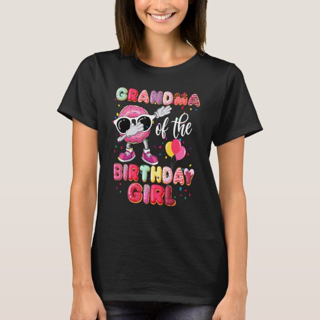 Camiseta Abuela De La Chica De Cumpleaños Dabbing Donut Mad (Anverso)