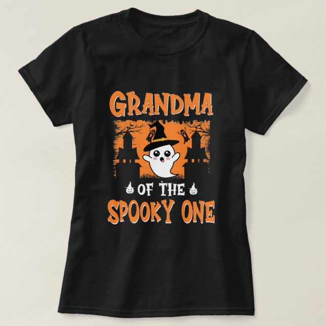 Camiseta Abuela de la espeluznante Halloween de primer cump (Diseño del anverso)