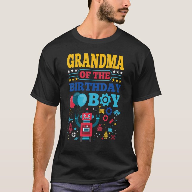 Camiseta Abuela de la familia del niño de cumpleaños Robot (Anverso)