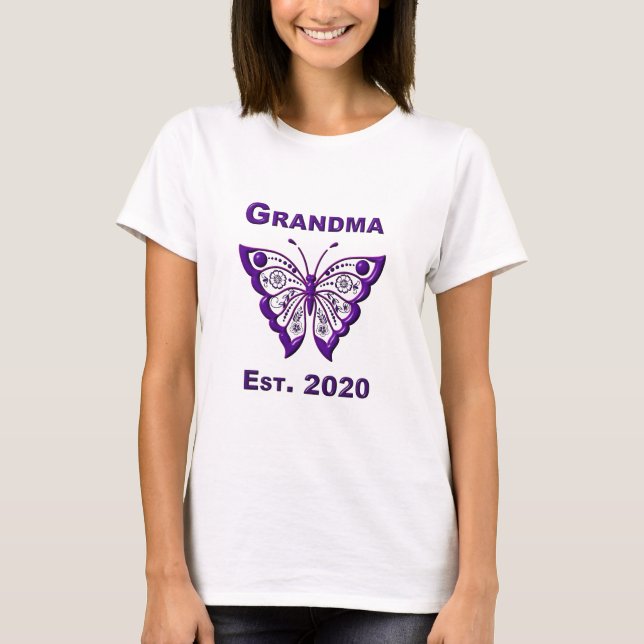 Camiseta Abuela de mariposa adorable "Est 2020" (Anverso)