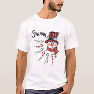 Camiseta Abuela de muñeco de nieve Caña de caramelo Cuadros