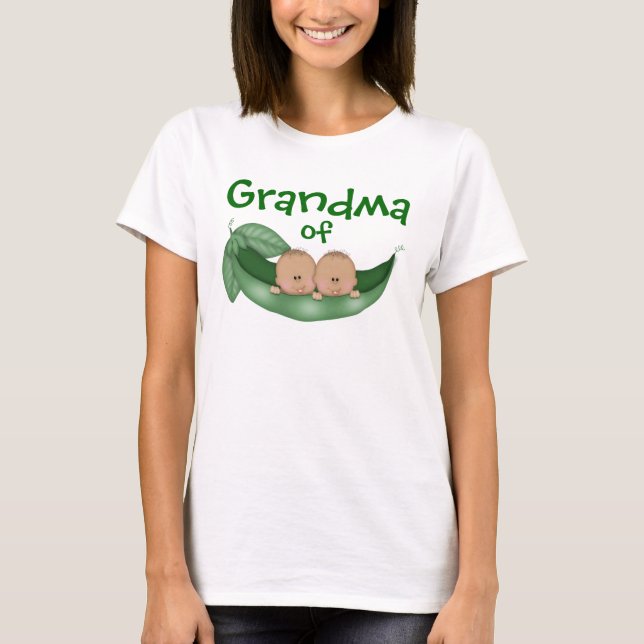 Camiseta Abuela de niños gemelos con piel oscura (Anverso)