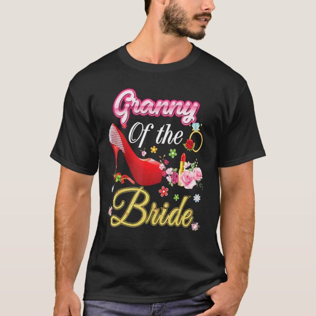 Camiseta Abuela De Novia Feliz Boda Flor Zapato Rosa (Anverso)