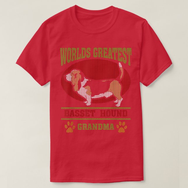 Camiseta Abuela de perro de los grandes basset del mundo  (Diseño del anverso)