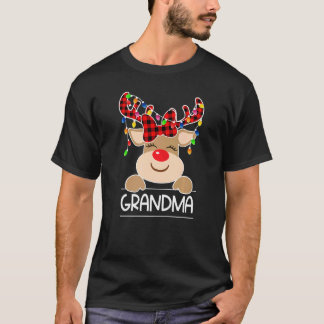 Camiseta Abuela de Plaid de Búfalo Reno Navidad Luz Fam