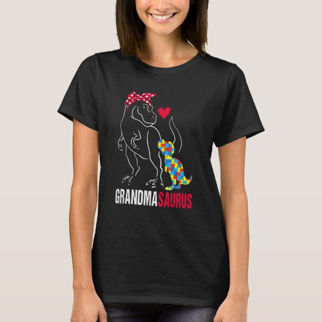 Camiseta Abuela de Rex Dinosaurio Abuela Saurus Autismo A (Anverso)