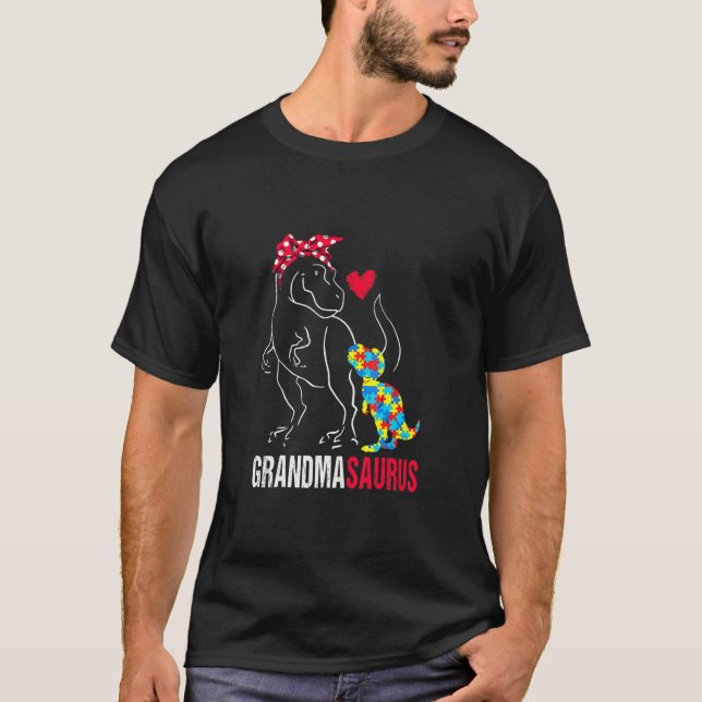 Camiseta Abuela de Rex Dinosaurio Abuela Saurus Autismo A (Anverso)