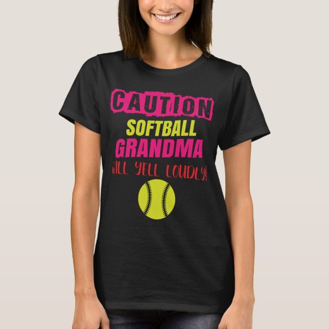 Camiseta Abuela de Softball Abuela de advertencia (Anverso)