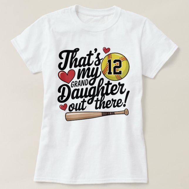 Camiseta Abuela de Softball que es mi nieta Personalizado (Diseño del anverso)