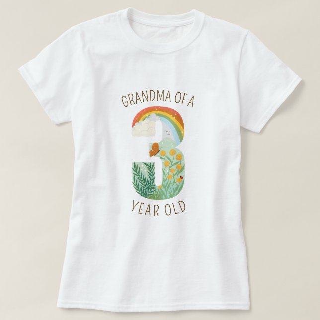Camiseta Abuela de un amante de la naturaleza de tres años (Diseño del anverso)