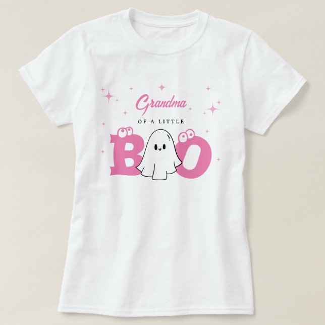 Camiseta Abuela De Un Pequeño Boo Halloween Baby Shower (Diseño del anverso)