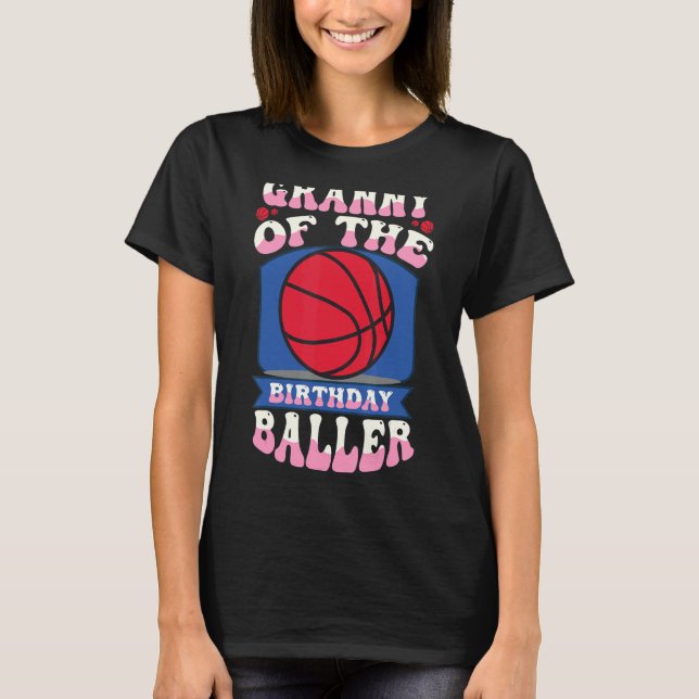 Camiseta Abuela Del Birthday Baller Tema Del Baloncesto Bda (Anverso)