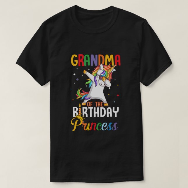 Camiseta Abuela Del Chica De Cumpleaños Dabbing Unicorn Fie (Diseño del anverso)