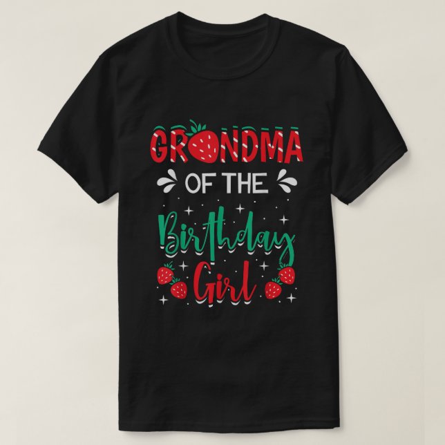 Camiseta Abuela Del Chica De Cumpleaños Fresa Tema B-d (Diseño del anverso)