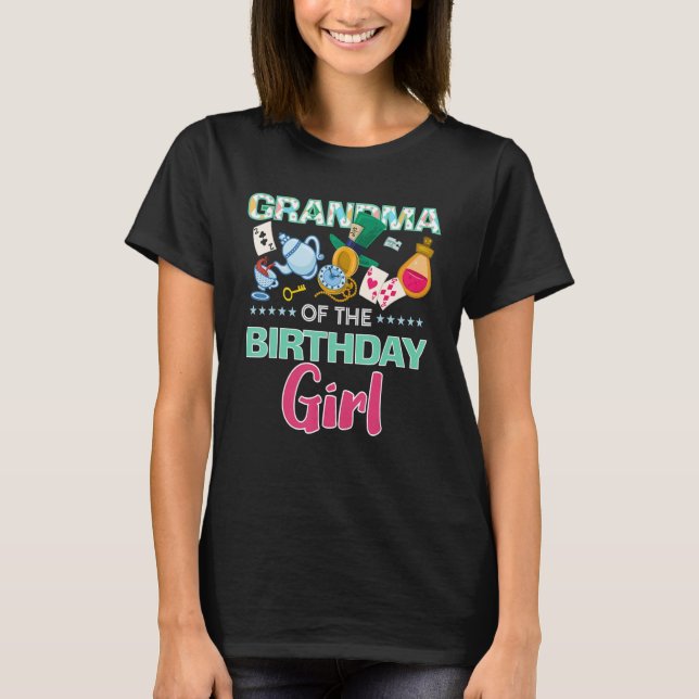 Camiseta Abuela Del Chica De Cumpleaños, Onederland Verde a (Anverso)