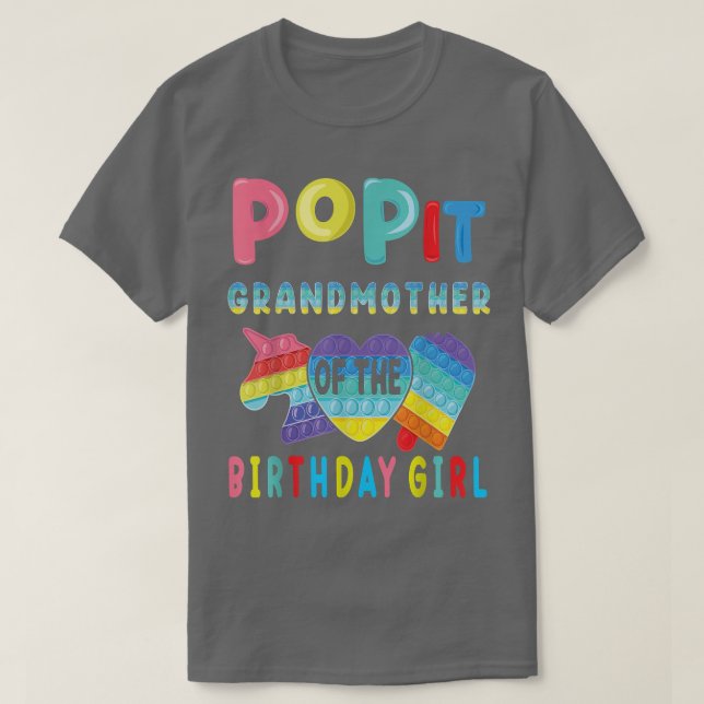 Camiseta abuela del Chica de cumpleaños Pop It Unicorn Bi (Diseño del anverso)