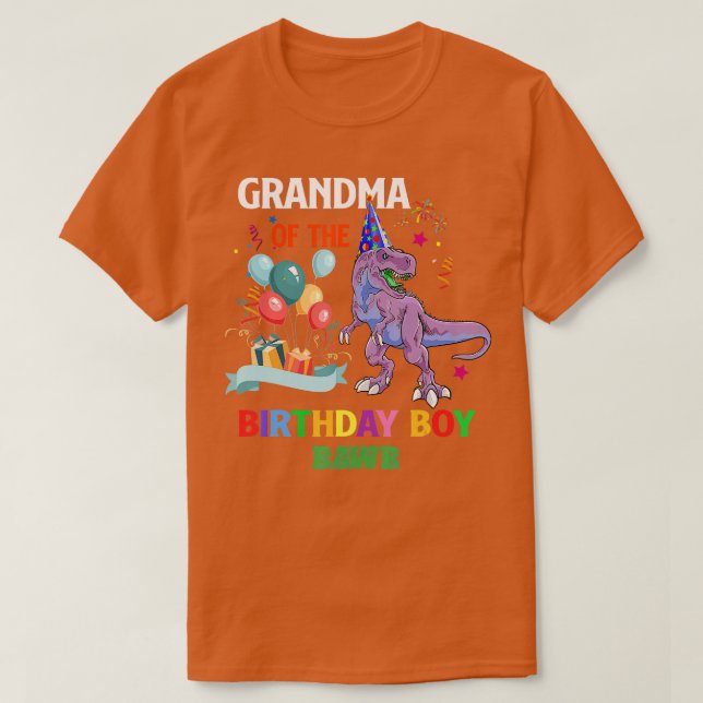 Camiseta Abuela del niño de cumpleaños Dinosaur Raptor Funn (Diseño del anverso)