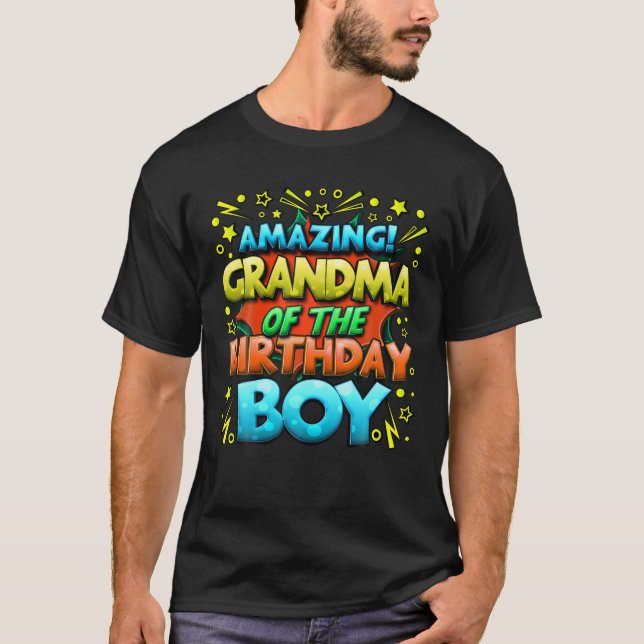 Camiseta Abuela del niño de cumpleaños que coincide con la  (Anverso)