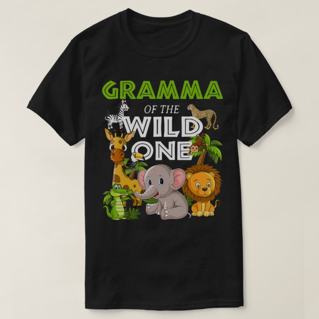 Camiseta Abuela del Safari de Cumpleaños del Zoológico Wild (Diseño del anverso)