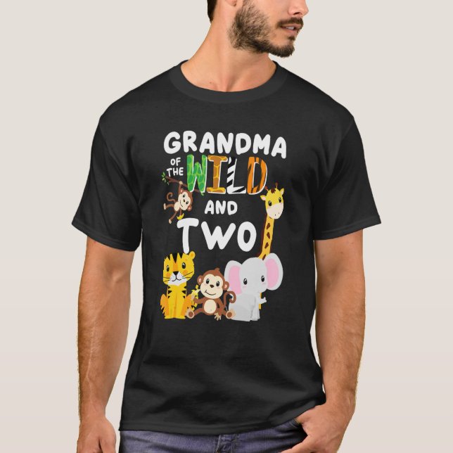 Camiseta Abuela Del Salvaje Y Safari De Cumpleaños De Dos Z (Anverso)