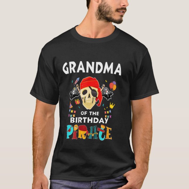 Camiseta Abuela del Tema Pirata de Cumpleaños Bda Combinand (Anverso)