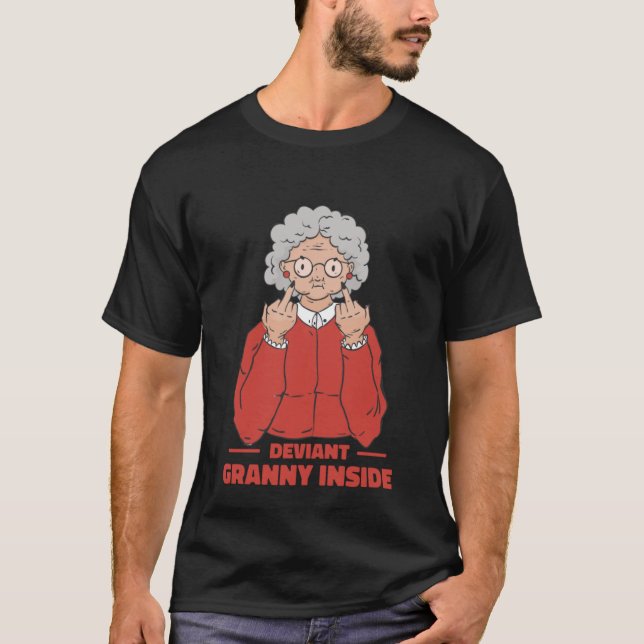 Camiseta Abuela desviada dentro de la abuela con dedo apest (Anverso)